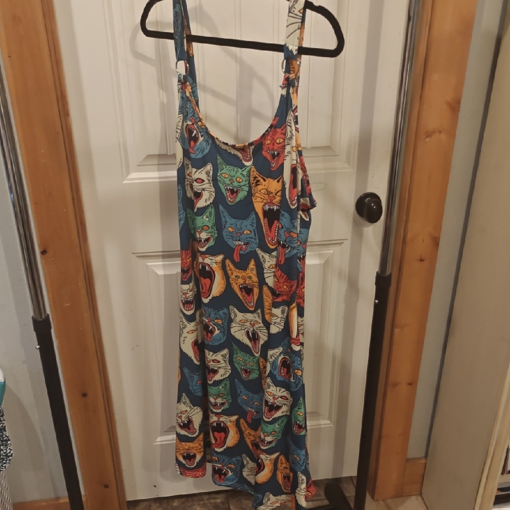 Colorful Cat Print Dress